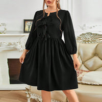 Plus Size Women Clothing Adult Lady like Woman Intellectual Dress Autumn Winter Chest Strap Elegant Midi Dress