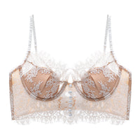 French Eyelash Lace Underwear Push up Thin U Shaped Bare Back Bra Forlove with Steel Ring
