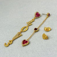 Special Interest Design Asymmetric Love Zircon Earrings Romantic Aura Sweet High Grade Earrings