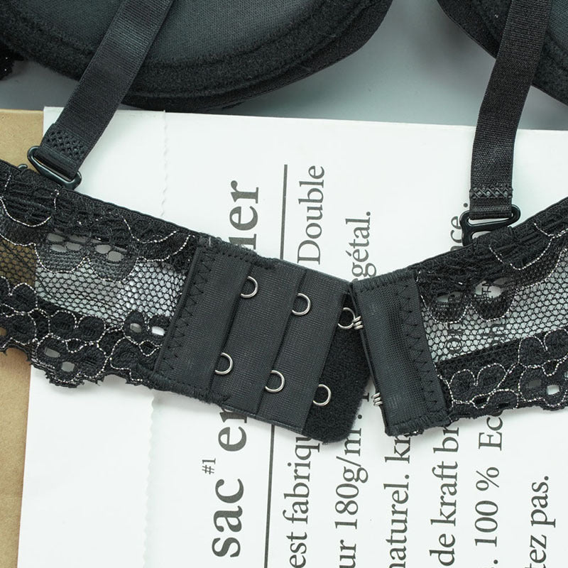 Lace Women Gathering Bra Fashionable Comfortable Three Row Bra With Steel Ring Underwear Big Chest Show Small Thin