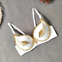 Golden Angel Wings Beaded Corset Short Chest Seamless Bare Back Body Shaping Bullet Tube Top Women