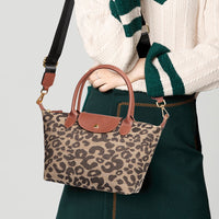 Leopard Print Dumpling Bag Women Trendy Hand Carrying Bag Large Capacity Casual All Match Shoulder Bag Cotton Linen High Quality Crossbody Bag
