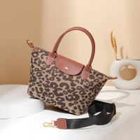 Leopard Print Dumpling Bag Women Trendy Hand Carrying Bag Large Capacity Casual All Match Shoulder Bag Cotton Linen High Quality Crossbody Bag