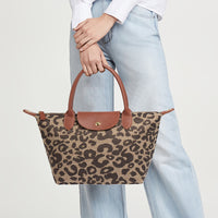 Leopard Print Dumpling Bag Women Trendy Hand Carrying Bag Large Capacity Casual All Match Shoulder Bag Cotton Linen High Quality Crossbody Bag