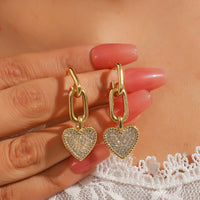 Spring Earrings Heart Shaped Eardrops Luxury Copper Diamond Women Popular Earrings