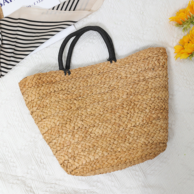 Large Capacity Straw Bag All Match Simple Portable Natural Grass Hand Woven Bag Women Vacation Beach Bag