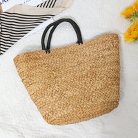 Large Capacity Straw Bag All Match Simple Portable Natural Grass Hand Woven Bag Women Vacation Beach Bag