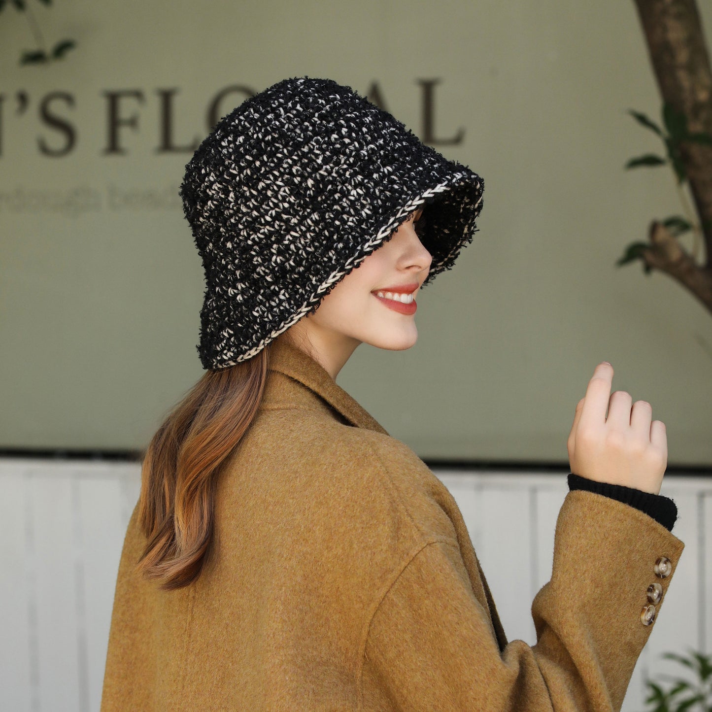 Spring Autumn Striped Bucket Hat Big Head Circumference Show Face Small Plain Face Cover Warm Ear Protection Knitted Hat
