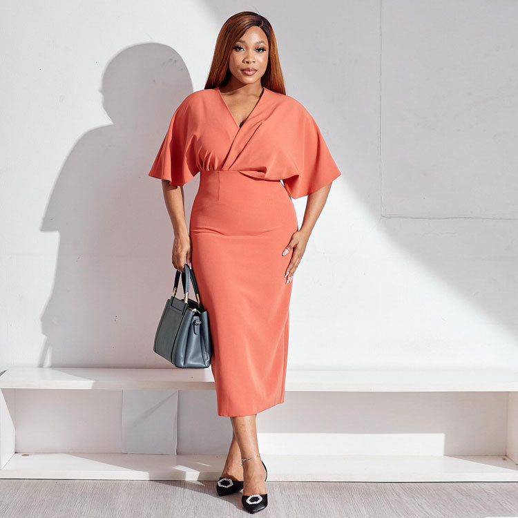 Plus Size Sexy Solid Color Dress