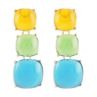 Yellow Green Blue Earrings