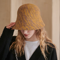 Stripes Bucket Hat Autumn Winter Warm Multicolor Wool Bucket Hat Minority Personality Bucket Hat Women