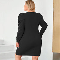 Plus Size Women Clothes Sexy Cutout Waist Tight Sheath A Line Gigot Sleeve Graceful Fashionable Dress