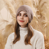 Autumn Winter Hat Ladies Warm Ear Protection Big Head Circumference Beanie Hat Knitted Wool Sleeve Cap