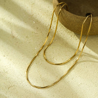 Niche Design Long Twin Titanium Steel Necklace 18K Gold Light Luxury All Match Embellished for Women