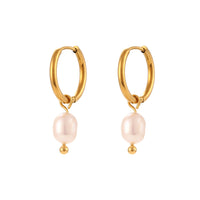 Simple Freshwater Pearl Gold Ear Ring