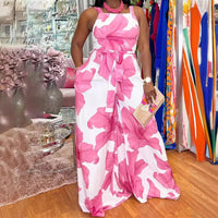 Plus Size Casual Personality Printed Sleeveless Jumpsuit