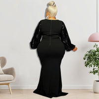 Plus Size Women Clothes Winter New Hit Sequin Sleeve Women Dress