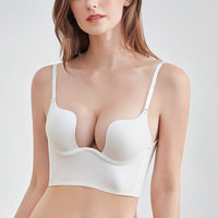 Glossy Surface without a Scratch Underwear Sexy U-Shaped Bare Back Backless Bra Small Chest Push up Breast Holding Halter Bra