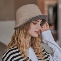 Women Autumn Winter Curling Woolen Felt Hat Fisherman Hat Women Basin Hat Hat Winter