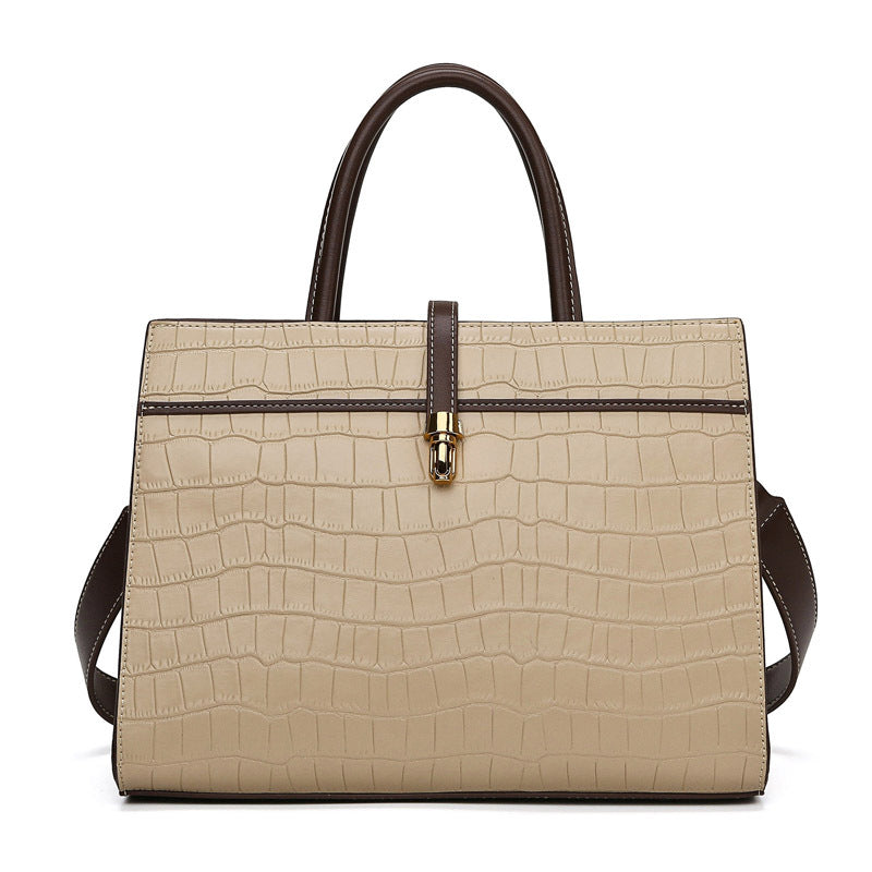 Handbag Autumn Winter Crocodile Pattern Texture Lady Simple Office Large Capacity Korean Western Tote Bag