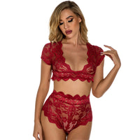 Sexy Backless Sexy Sleepwear Two Piece Women Lace Vest Home Wear