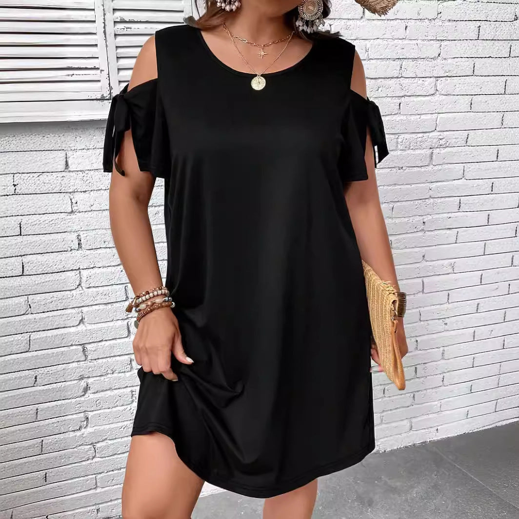 Spring Summer Sexy Sexy High Elastic Solid Color plus Size Women Dress