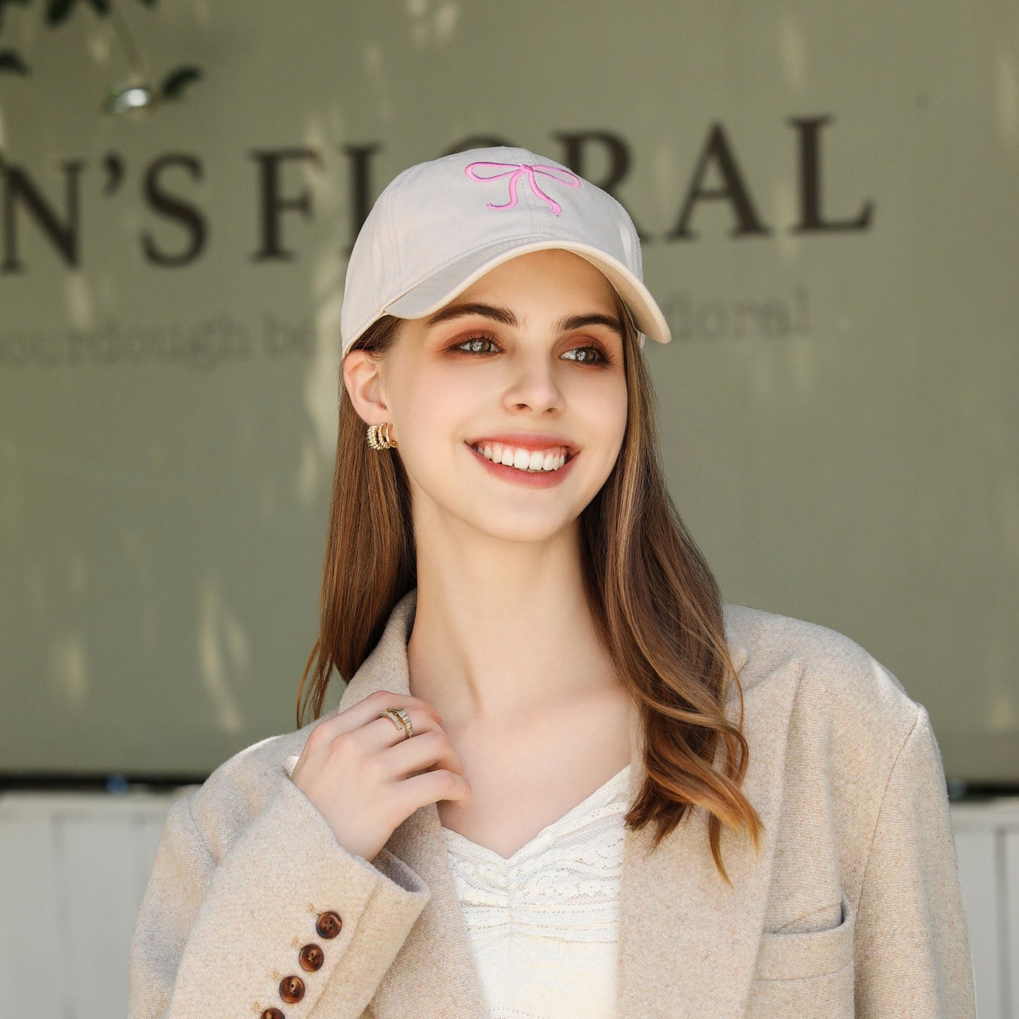 Women Four Seasons Bow Sun Proof Fresh Sweet College Face Looking Small Baseball Cap