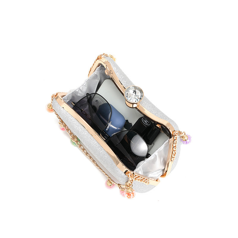 Chain Handbag Cocktail Bag Shoulder Crossbody Small Square Bag Unique Hand Carrying Coin Purse