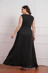 Plus Size Women Summer Sleeveless V-neck Dress Maxi Dress