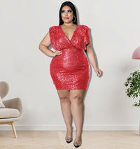 Plus Size Women Clothes Spring Sequin Sexy Vest Dress