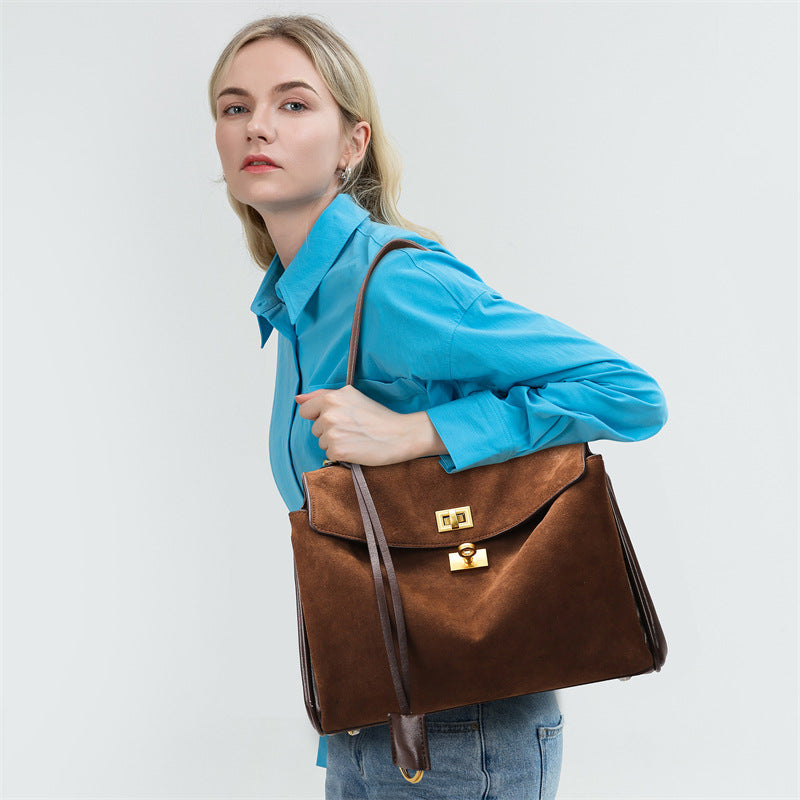 Tote Bag Autumn Winter High Grade Frosted Leather Bag Rodeo Bag Large Capacity Office Women Bag