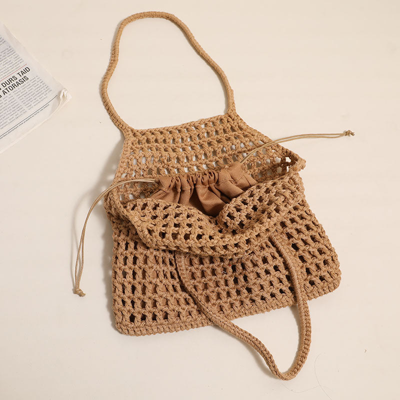 Hollow Out Cutout Portable Cotton Woven Bag Casual Straw Bag Holiday Beach Bag All Match Women Bag