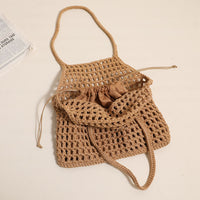 Hollow Out Cutout Portable Cotton Woven Bag Casual Straw Bag Holiday Beach Bag All Match Women Bag
