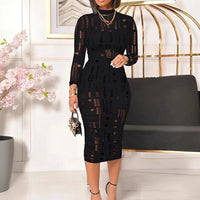 Plus Size Women Clothing Fashionable Trend Mesh Sexy Slim Hip Zipper Dress