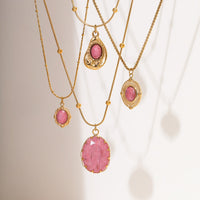 Arrival Rhodochrosite 18K Gold Titanium Steel Necklace for Women Affordable Luxury All Match High Sense Stainless Steel Embellished Accessories