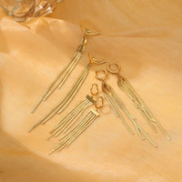 Simple Long Tassel Titanium Steel Earrings Arrival 18K Gold Light Luxury High Grade Stainless Steel Eardrop Earrings