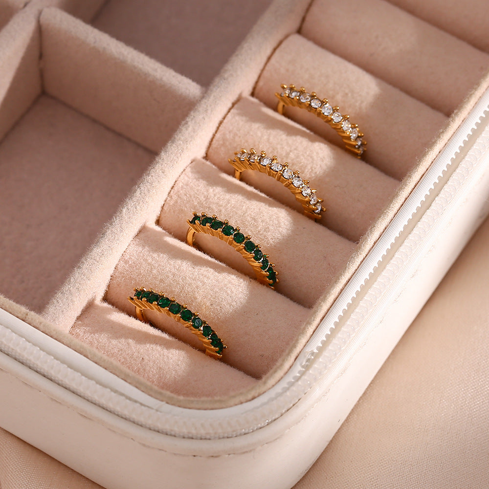 Stylish Simple Personality Ear Hoop Jewelry Stainless Steel Plated 18K Mini Ear Clip Fine Zircon Embedded Earrings Accessories