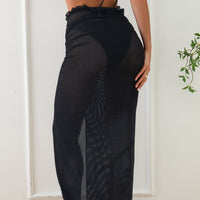 Solid Color Mesh Split Skirt Sexy Bikini Beach Cover Up Swimsuit
