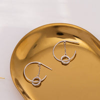 Sterling Silver Stud Earrings Women Summer C Shaped Geometric Abstract Niche Design Trendy Accessories