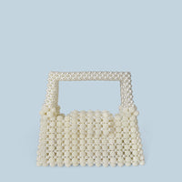 Handmade Beaded Pearl Bag Woven Bag String Beads Handbag Finished Simple Three Dimensional Small Square Bag