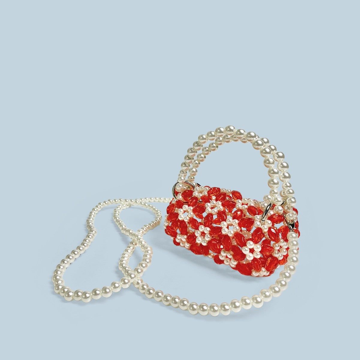 Handmade Woven Children Bag Women Cute Acrylic Beaded Love Lipstick Pack Mini Girl Small Handbag