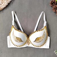 Golden Angel Wings Beaded Corset Short Chest Seamless Bare Back Body Shaping Bullet Tube Top Women