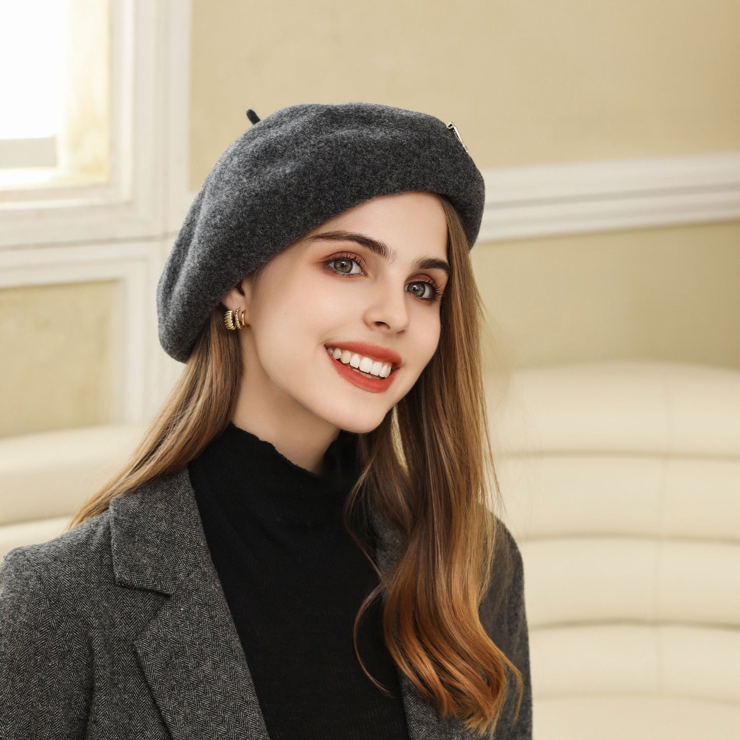Autumn Winter Korean Retro Literary Elegance Wild Big Head Circumference Show Face Small Beret