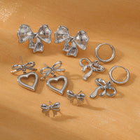 Sweet Bow Design Titanium Steel Earrings Women Entry Lux 18K Gold Plated Stainless Steel Studs