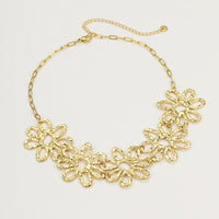 Retro Irregular Asymmetric Hollow Out Cutout out Pleated Floral Petals Necklace Light Luxury Personality Necklace Accessories