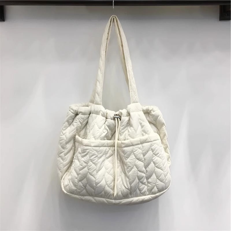 Tote Bag Women Bag Cotton Filled Korean Casual Shoulder Bag Travel Bag Large Capacity Office Hand Carrying Bag