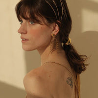 18K Gold Stainless Steel Hemisphere Ball Embellished Earrings Accessories