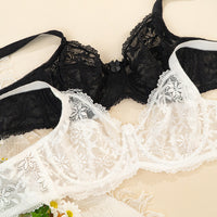 Lace Bra Steel Ring Thin No Cotton Cup Comfortable Breathable Top Support Adjustable Sexy Underwear Women