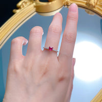 925 Silver Small Heart Ring Inlaid High Carbon Diamond Artificial Red Treasure Women