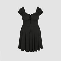 plus Size Women Clothing Shein Popular Waist Slimming Cover Sleeve A line Dress Short Dress